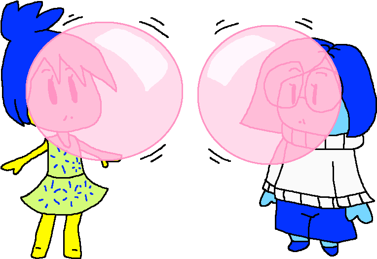 Joy X Sadness Blowing Bubble Gum By Pokegirlrules - Joy X Sadness Blowing Bubble Gum By Pokegirlrules (785x553)