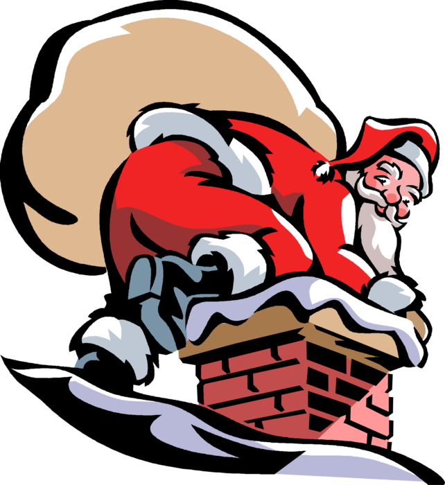 Santa Going Down The Chimney Royalty Free Vector Clip - Santa Going Down The Chimney Royalty Free Vector Clip (642x700)