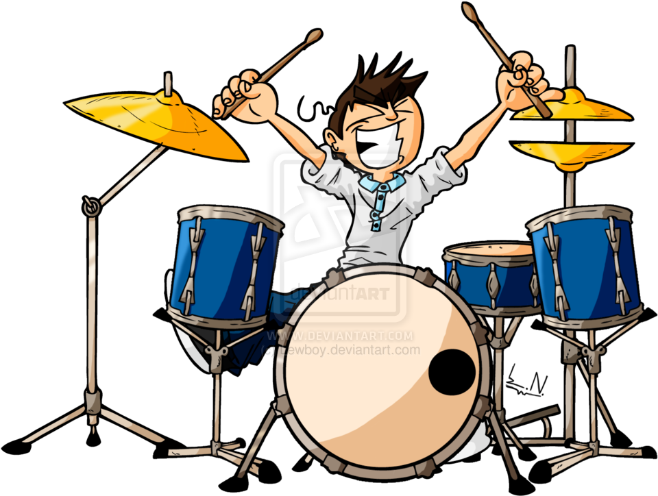 Cartoon Drums Birthday Drummer Boy Free Vector Clip - Guy Playing Drums Cartoon (1024x744)