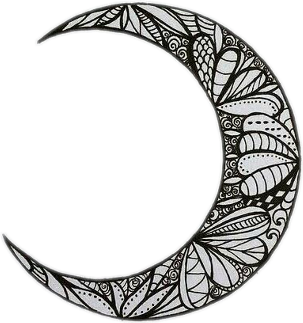 Tattoo Sticker - Aesthetic Moon Drawing (1024x1091)