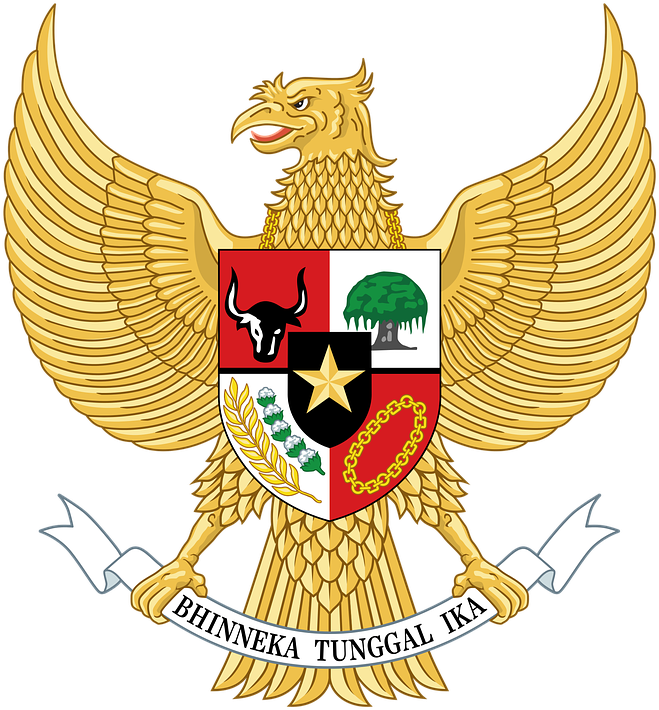 Garuda Bird With Symbols Of Each Principle Of Pancasila - Indonesia Crest (661x720)