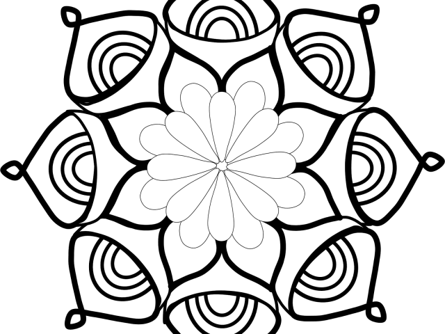 Black Mandala Cliparts - Mandala Clipart Black And White (640x480)