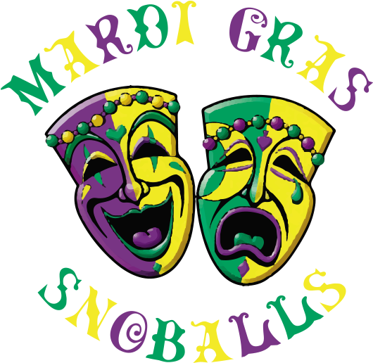 The Founders Of Mardi Gras Snoballs Are Bobby Chullanandana - Mardi Gras Comedy Tragedy Masks (529x600)