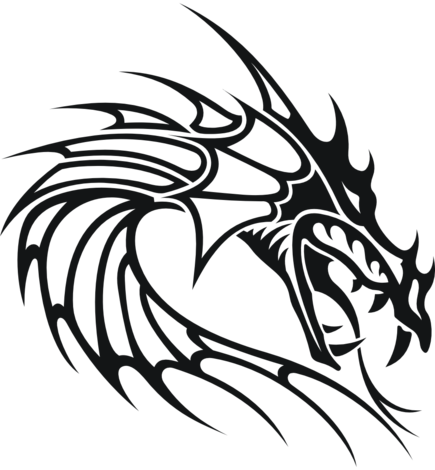 Tribal Dragon Head Drawing Gallery Vinyl Stickers - Tribal Dragon Head Png (435x470)