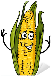 Funny Corn On The Cob Cartoon Illustration Sticker - Smieszna Kukurydza (400x400)