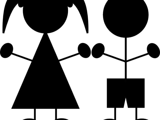 Silhouette Clipart Child - Girl And Boy Stick Figure Clipart Png (640x480)