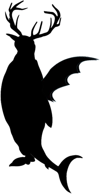 Deer Antlers, Bat Wings, Shark Tail - Cartoon (343x664)