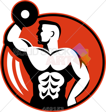 Stock Illustration Of Logo Round Red Circle With Body - Body Builder Vector Png (340x358)