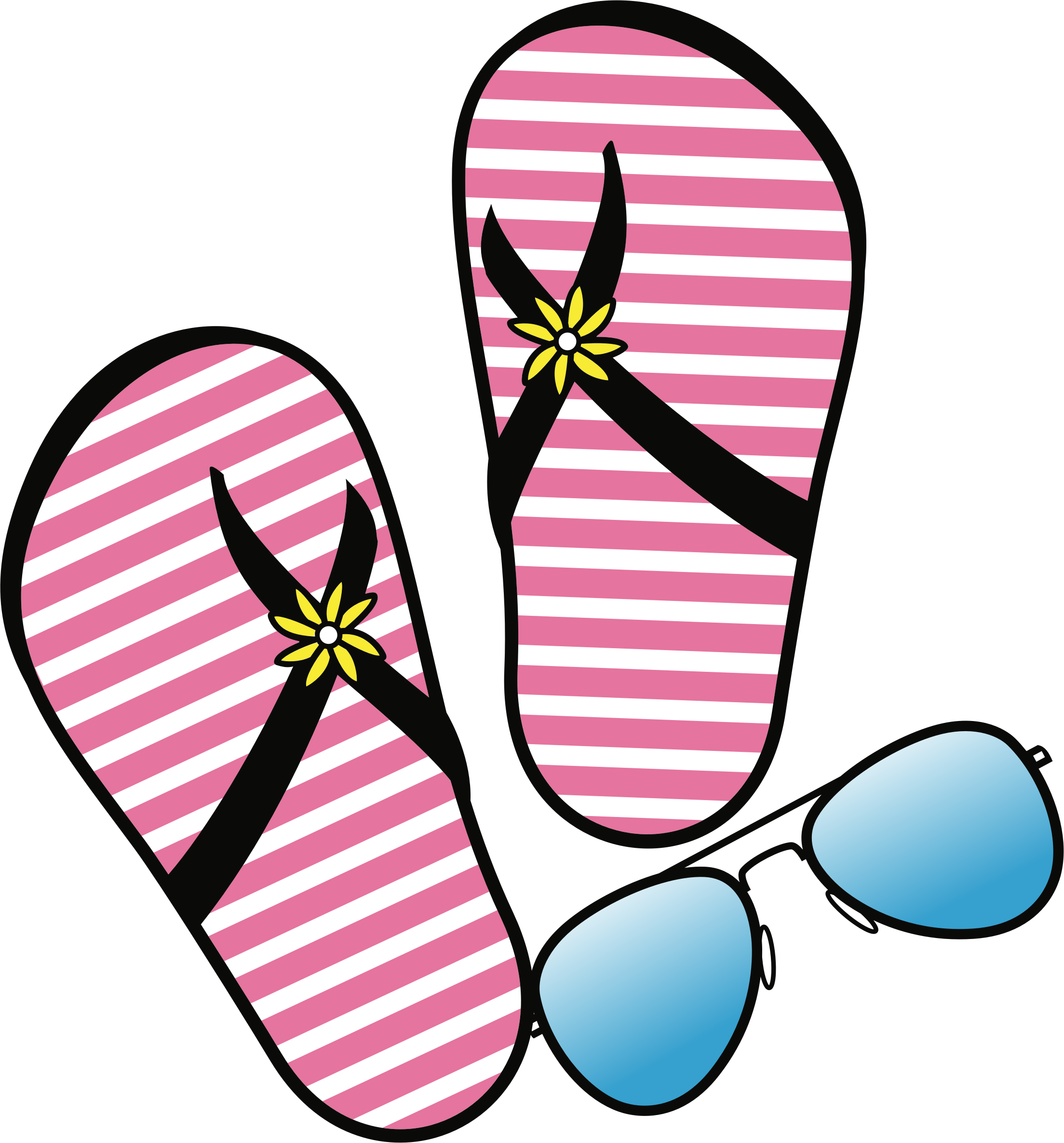 Big Image - Flip Flops And Sunglasses Clipart (2207x2370)
