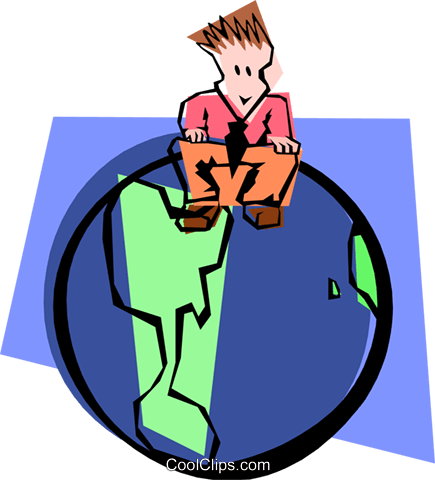 Sitting On Top Of The World Royalty Free Vector Clip - Cartoon (435x480)