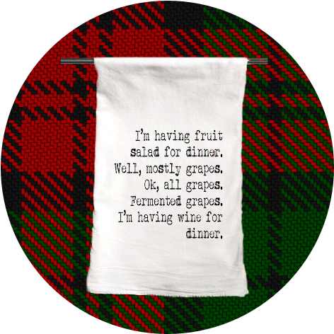 Wine For Dinner Tea Towel - Circle (650x480)