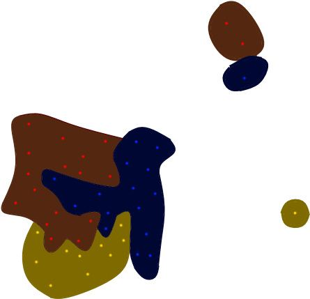 Star Systems With Faction Areas, Different Clusters - Illustration (516x473)