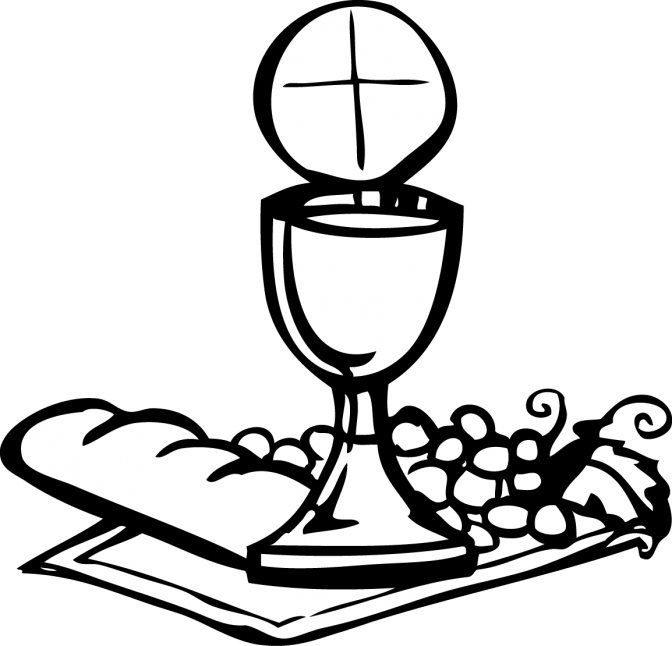 Medium Size Of Coloring Pages - Holy Communion Clipart Black And White (672x646)