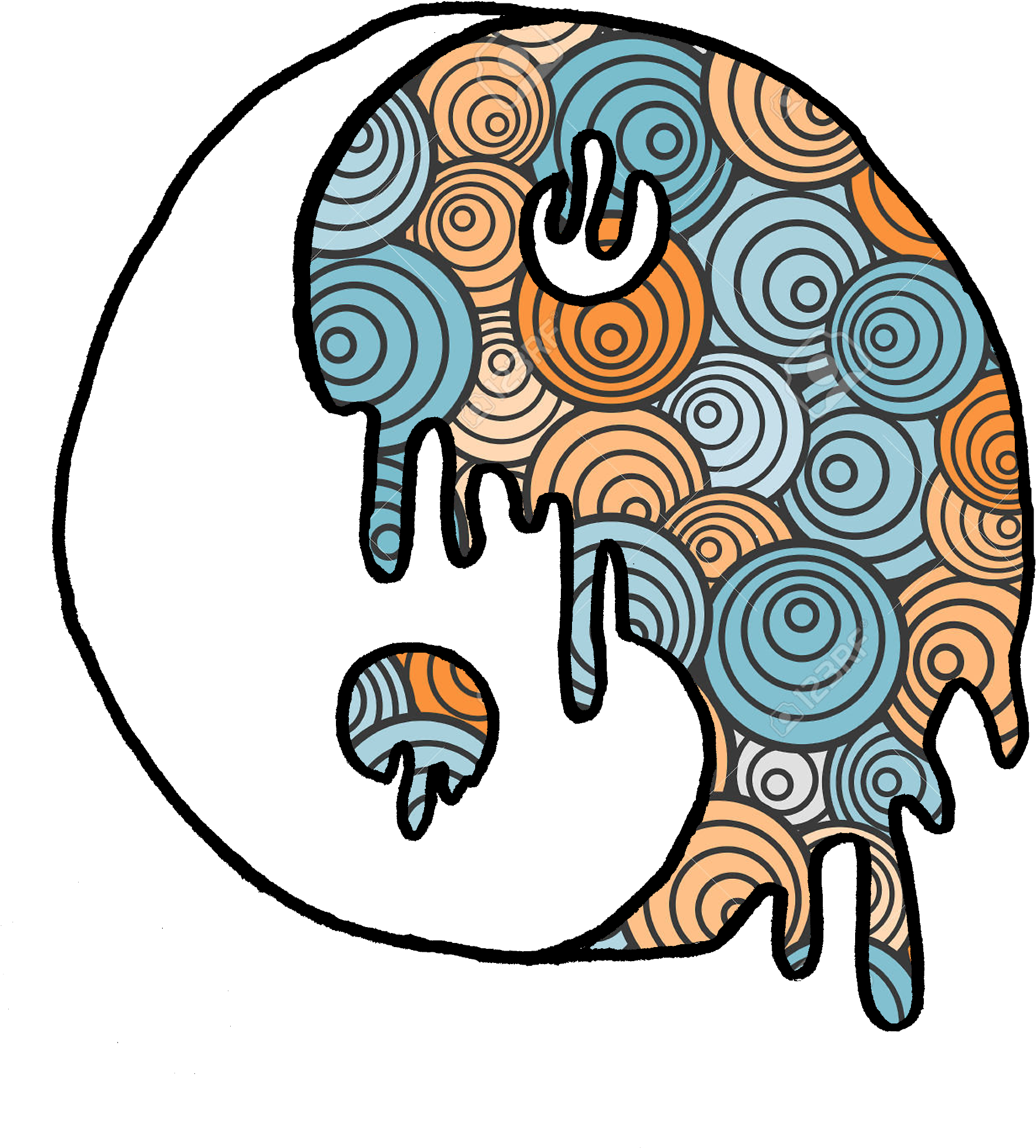 Blue/orange Trippy Yin Yang - Illustration (3009x3560)