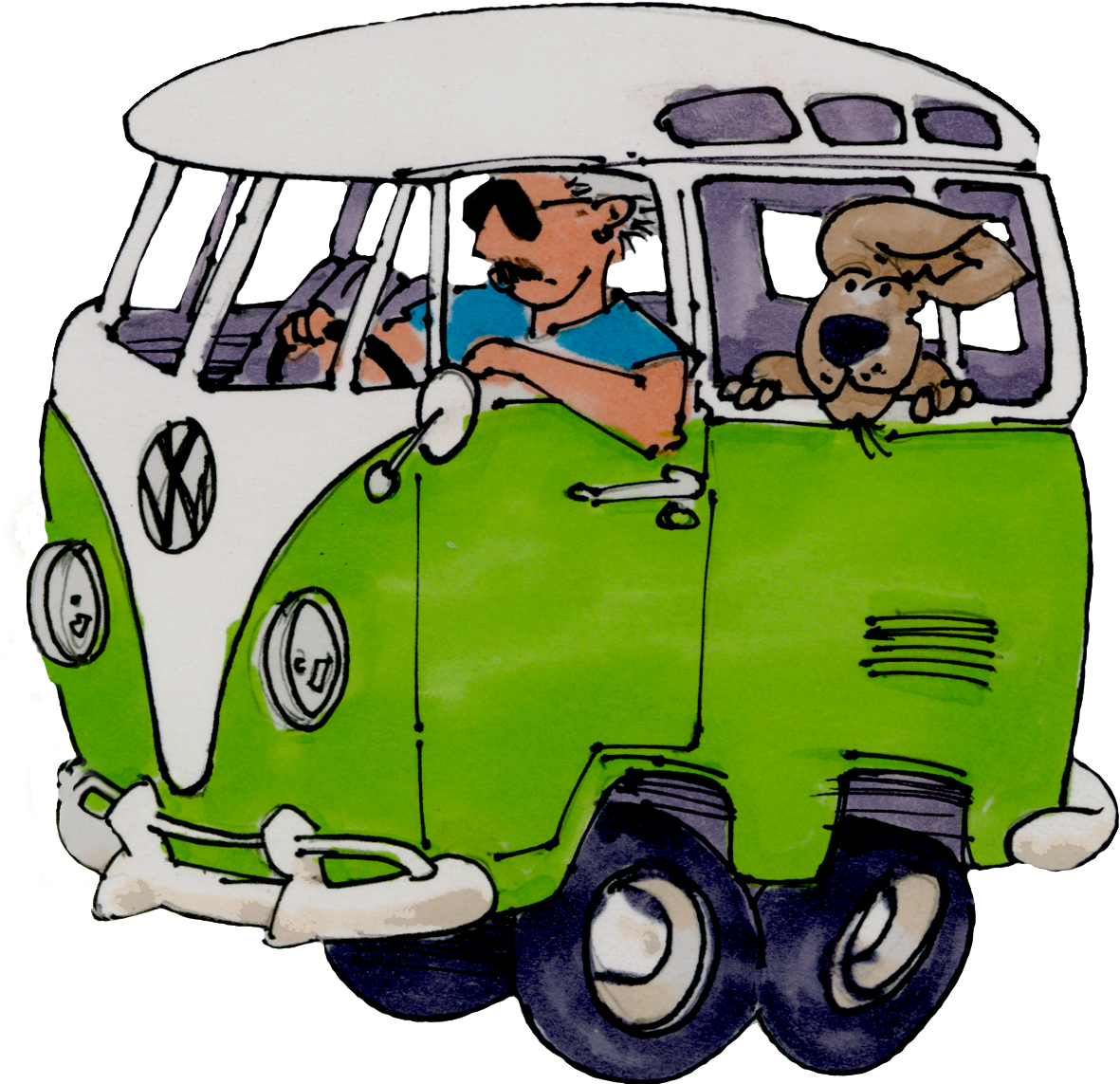 Series Of Vw Bus - Cartoon (1258x1252)