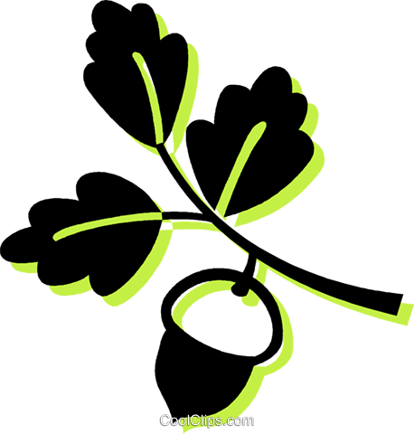 Acorn And Leaves Royalty Free Vector Clip Art Illustration - Acorn (458x480)