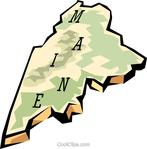 Maine State Map Royalty Free Vector Clip Art Illustration - Nebraska And Maine (471x480)