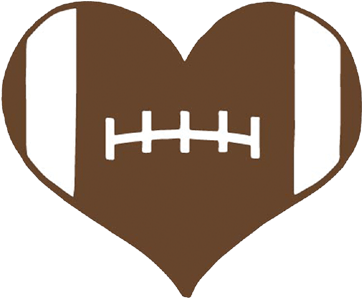 Football Heart Decal 275″ Brown/white 1 Per Sheet - Heart Football (450x450)