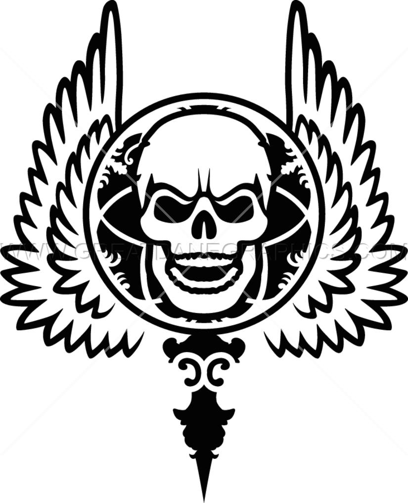 Gothic Skull With Wings - Skull And Wings Svg (825x1016)