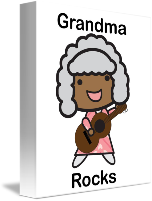 Black Grandma Rocks Guitar Cute By Valerie Waters - Cartoon (494x650)