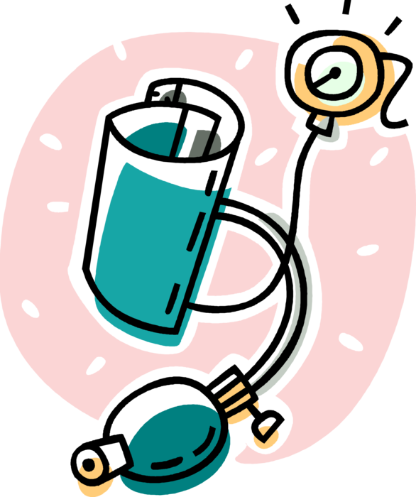 Vector Illustration Of Blood Pressure Gauge Aneroid - Vector Illustration Of Blood Pressure Gauge Aneroid (586x700)