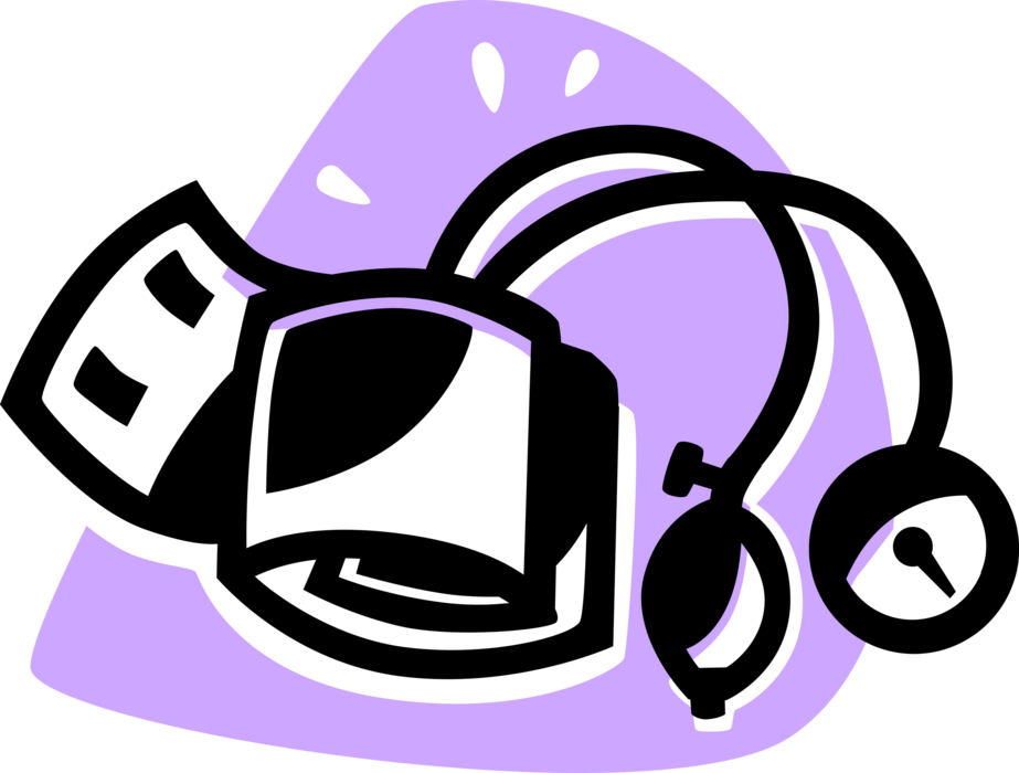 Vector Illustration Of Blood Pressure Gauge Aneroid - Blood Pressure Cuff (923x700)