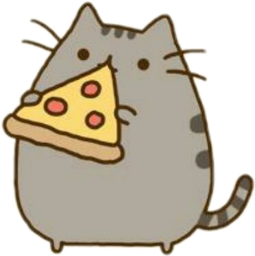 Eating Pizza Clipart - Pusheen Eating Pizza (372x374)