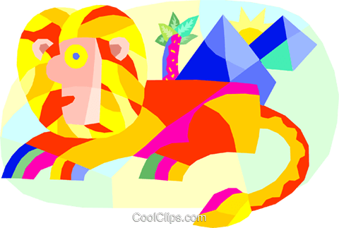 Sphinx And Pyramids Royalty Free Vector Clip Art Illustration - Sphinx And Pyramids Royalty Free Vector Clip Art Illustration (480x323)