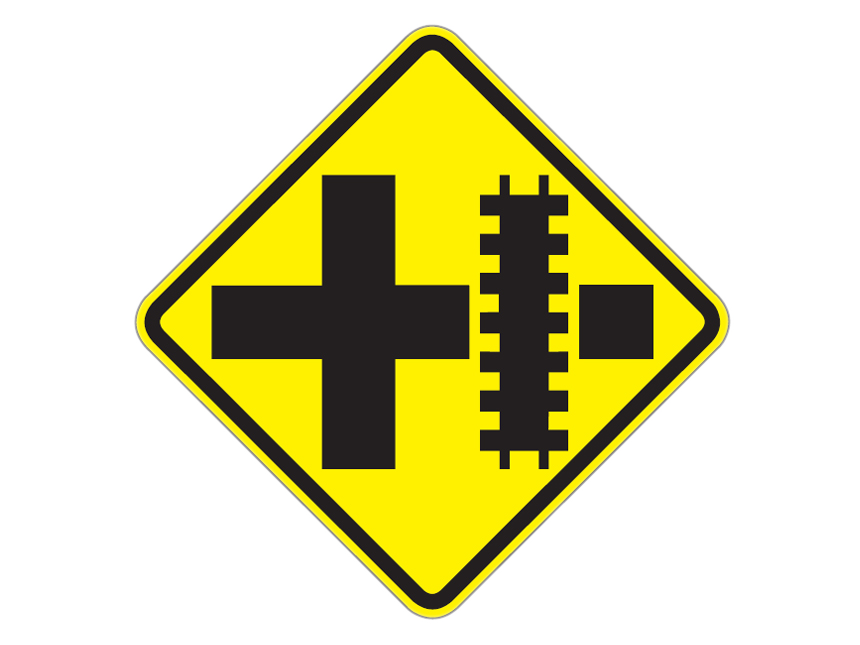 Highway Rail Crossing Sign Clipart Rail Transport Train - Railroad Crossing Road Sign (860x645)