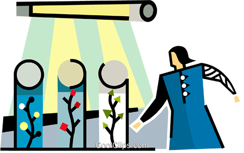 Woman Growing Plants Under Lights Royalty Free Vector - Woman Growing Plants Under Lights Royalty Free Vector (480x301)