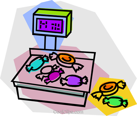 Candy On A Scale Royalty Free Vector Clip Art Illustration - Candy On A Scale Royalty Free Vector Clip Art Illustration (480x407)