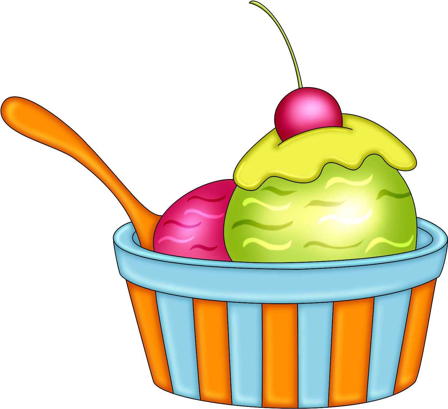 Candy - Treats - Illustrations - Desserts - *✿**✿*uyque - Coupe De Glace Clipart (1600x1460)