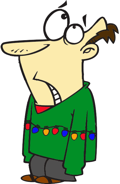 Ugly Sweater Day On Dec - Christmas Sweater Cartoon (391x600)