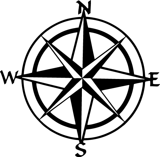 514 X 507 16 - Black And White Compass Rose (514x507)