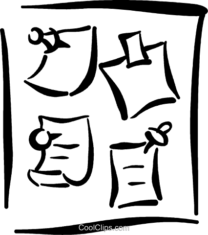 Bulletin Board Royalty Free Vector Clip Art Illustration - Bulletin Board (426x480)