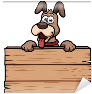 Vector Illustration Of Cartoon Dog With Wooden Sign - Cartoon Animals With A Board (400x400)