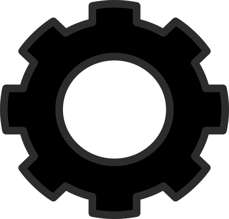 Single Clipart Cog - Black White Cog (752x720)
