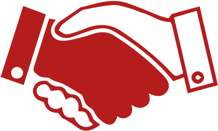 Two Hands Shaking Each Other - Red Partner Icon (429x302)