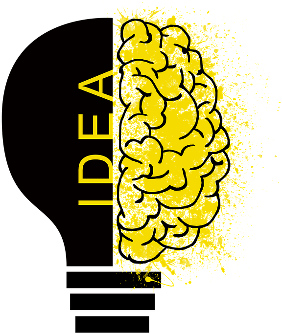 Thinking Light Bulb Transparent Background Shining - Half Brain Half Light Bulb (694x720)