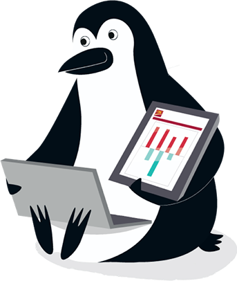 Percy Penguin Viewing His Transactions On His Tablet - Adã©lie Penguin (343x406)