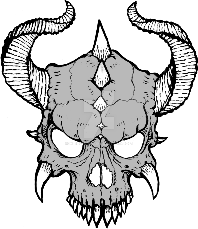 Collection Of Free Devil Drawing Horn Download - Skull With Horns Png (831x961)