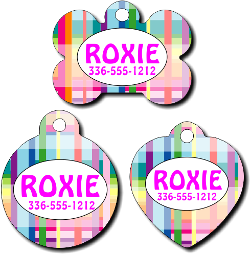 Personalized Plaid Pattern Pet Tag For Dogs And Cats - Personalized Plaid Pattern Pet Tag For Dogs And Cats (500x504)
