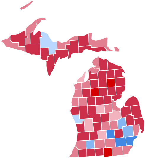 Is Michigan A Red Or Blue State - Michigan 2016 Election Map (525x573)