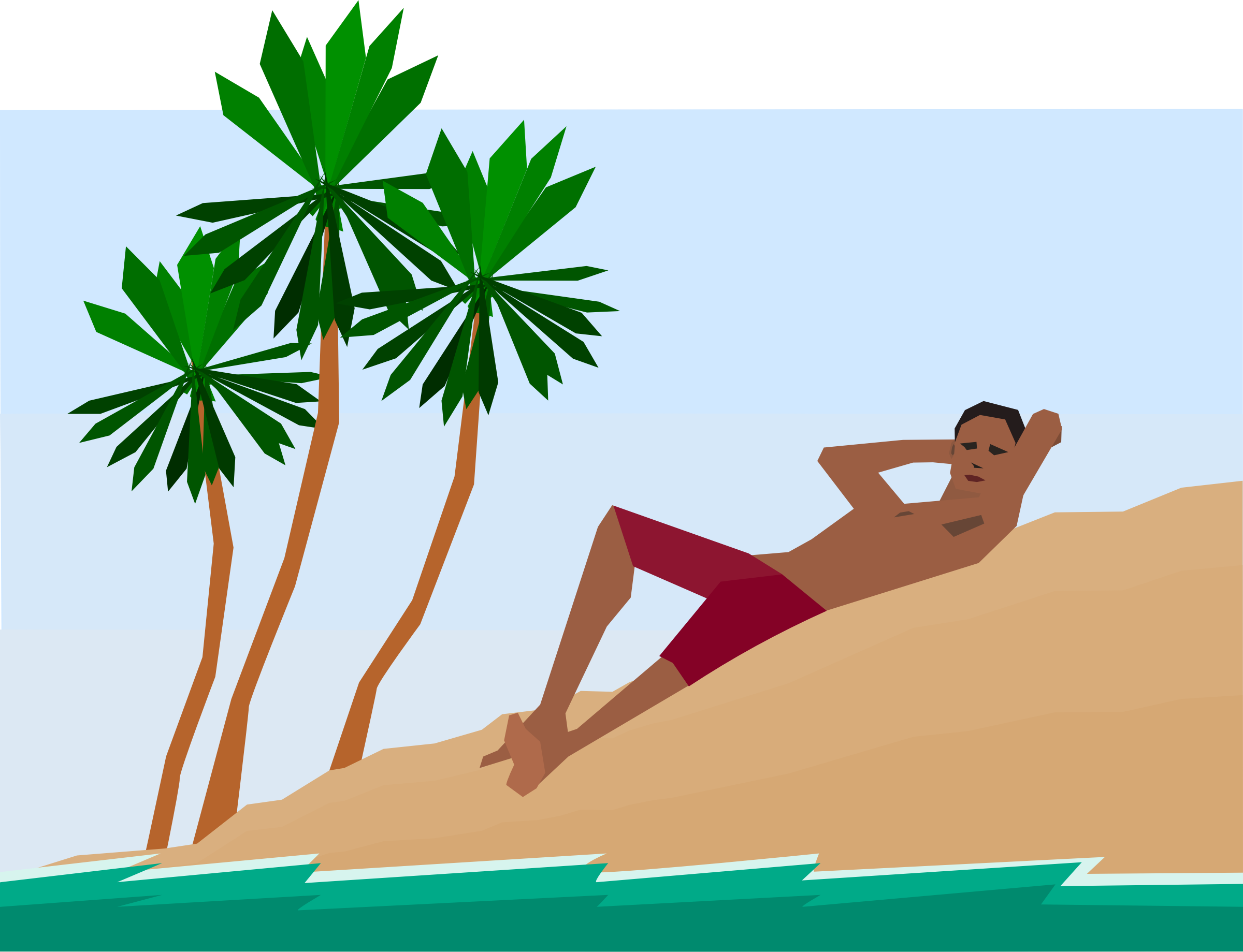 Clipart Man Under Palm Trees Path To Success Clip Art - Palm Trees (2400x1839)