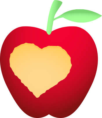 ▽ Download V Apple 21 ▽ - Apple With Heart Clipart (352x406)