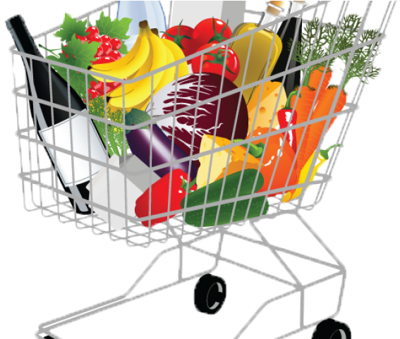 Basket Clipart Grocery Shopping - Supermarket Shopping Cart Png (640x480)