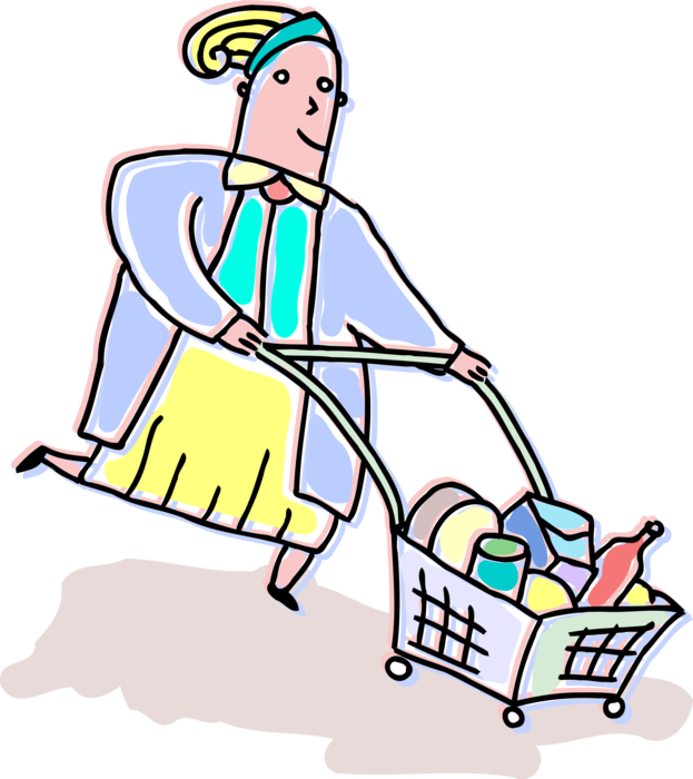 Vector Illustration Of Supermarket Grocery Store Shopper - Vector Illustration Of Supermarket Grocery Store Shopper (623x700)