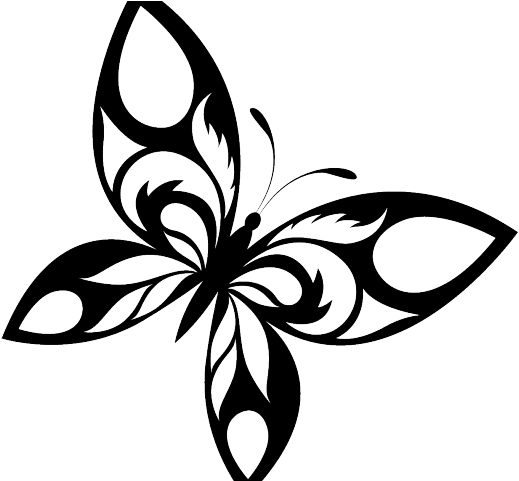 Gothic Clipart Tattoo Border - Tribal Black And White Butterfly (640x480)