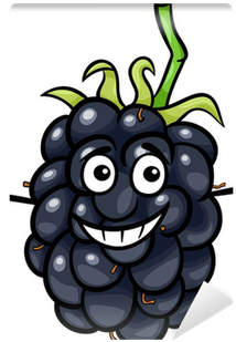 Funny Blackberry Fruit Cartoon Illustration Wall Mural - Fruit Cartoon Blackberry (400x400)