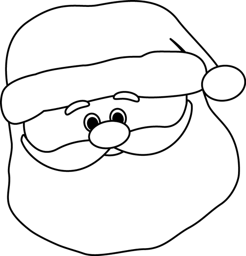 Black And White Santa Face Clip Art Santa In Swimsuit - Santa Clip Art Black And White (500x521)